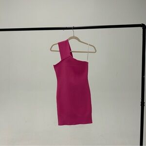 Herve Leger Pink Asymmetrical Cut Out Dress